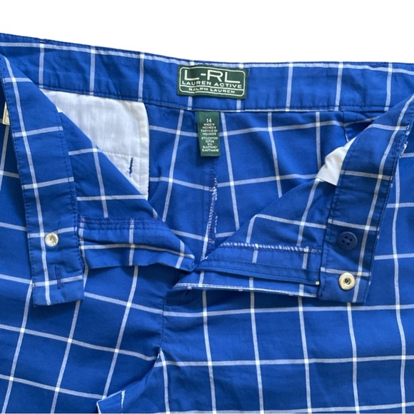 Ralph Lauren Active Bermuda golf shorts blue white plaid cotton Sz: 14 - Picture 4 of 7